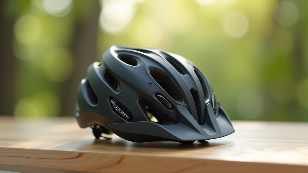 Close-up view of properly fitted bicycle helmet showing correct positioning and strap adjustment
