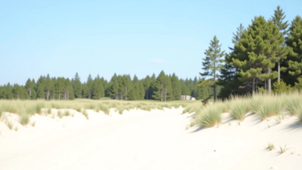 White sand dunes with pine forest in background